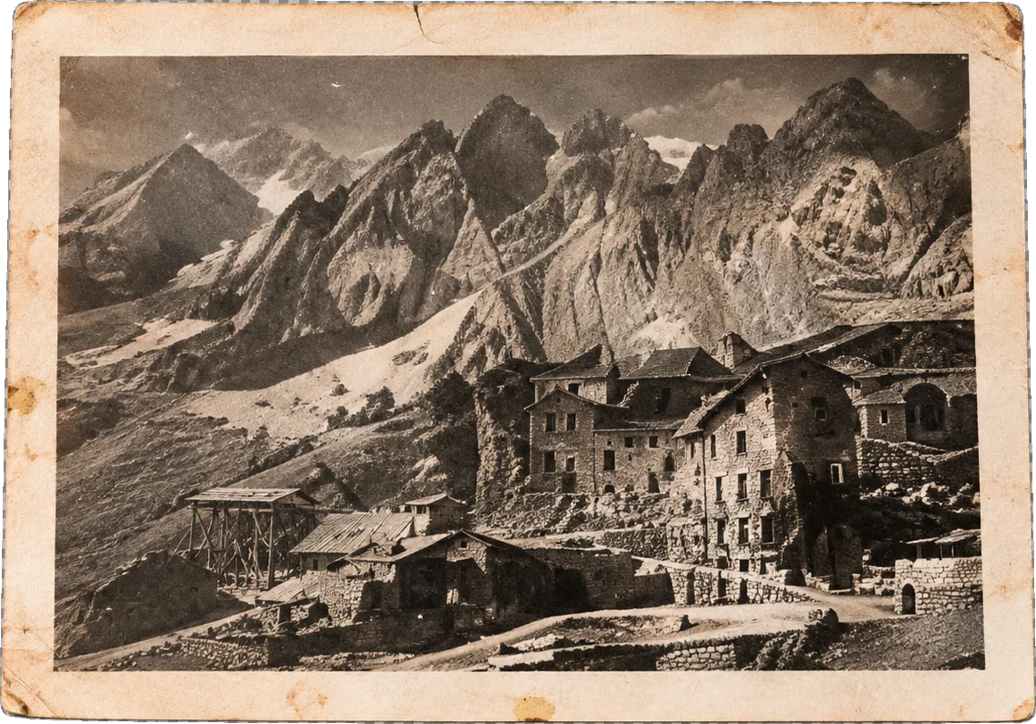 Vintage mountain archival photograph