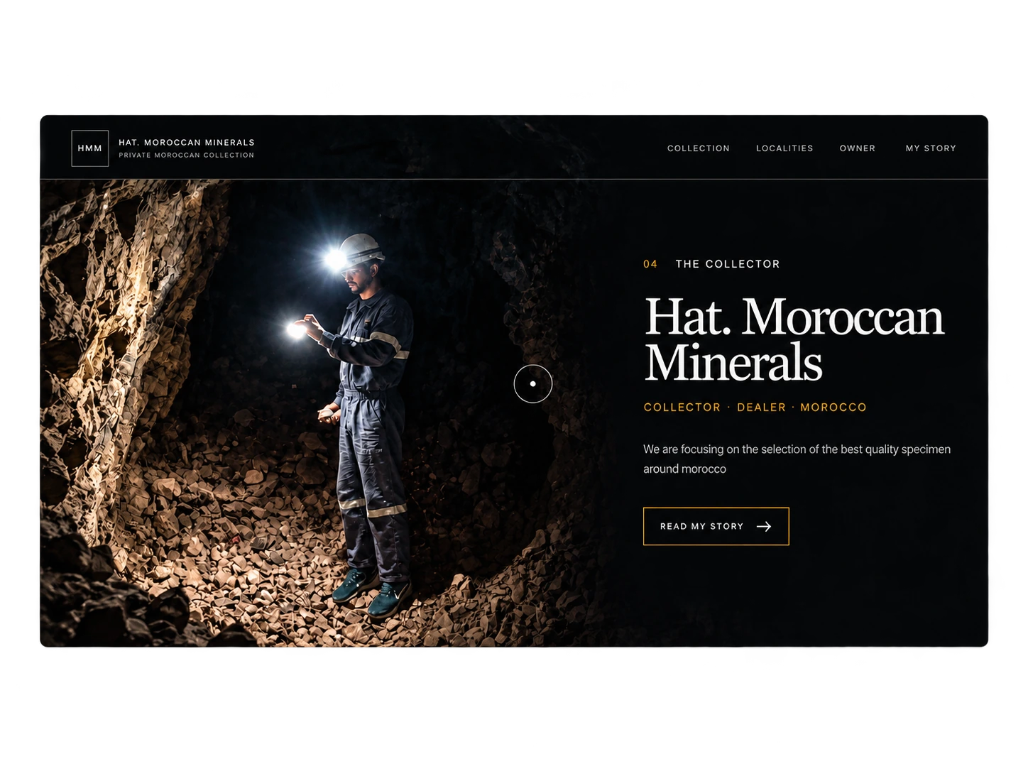 Hat Moroccan Minerals mine and collector story interface