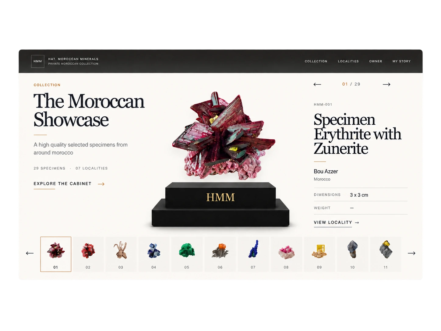 Hat Moroccan Minerals collection interface